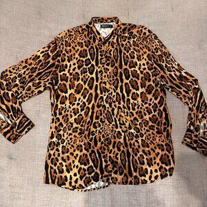 Leopard print button down shirt